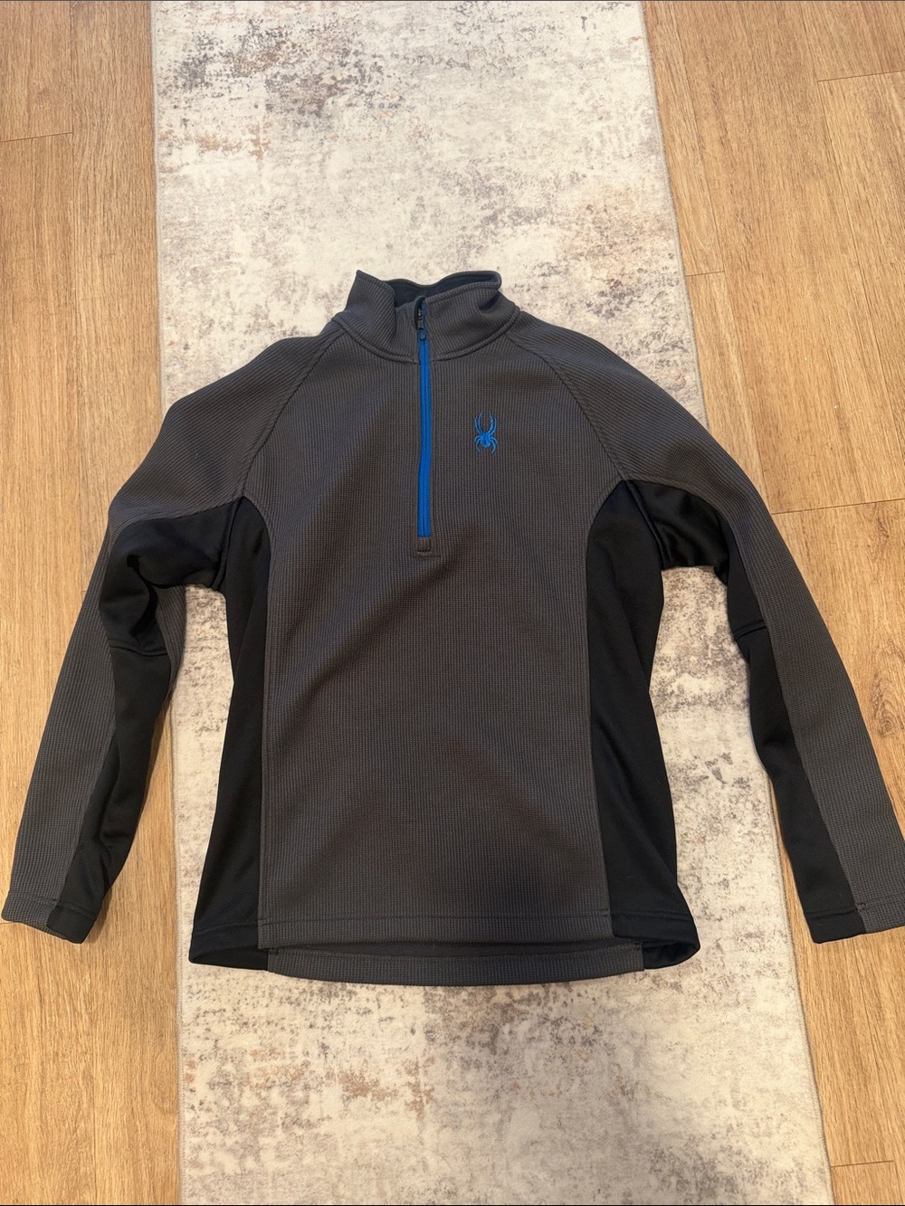 Spyder Charcoal and Black Half-Zip Pullover with Blue Logo